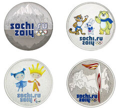 Комплект из 4-х цветных монет Сочи 2014