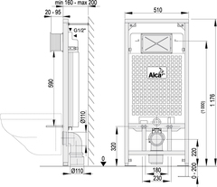 AM 101/1120-0001 Скрытая система инсталляции для сухой установки высота монтажа 1,12 м