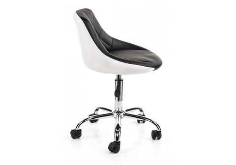 Офисное кресло для персонала и руководителя Компьютерный стул Combi черный / белый 47*47*73 Хромированный металл /Черный кожзам / белый кожзам