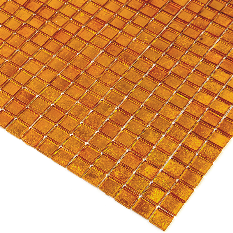 B43 Декоративная мозаика чип 15 стекло Alma Mono Color оранжевый золотой квадрат глянцевый