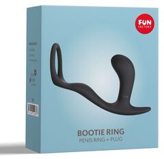 Чёрное эрекционное кольцо с анальной пробкой Bootie Ring - 