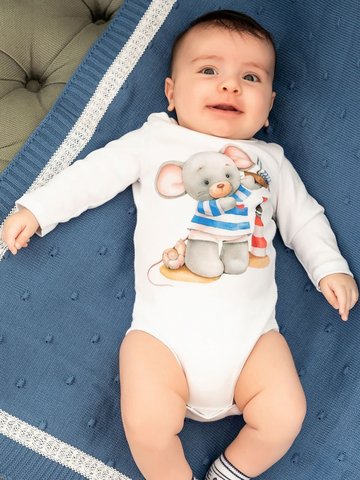 Боди "Мышонок с корабликом"