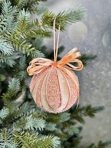 Шар с бантом 10см ChristmasDeLuxe premium collection персиковый