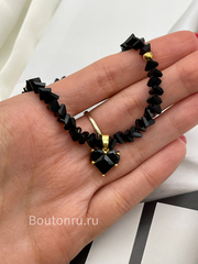 Колье-чокер черное с подвеской в форме сердца