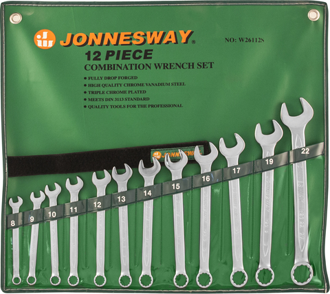 Jonnesway W26112S Набор ключей гаечных комбинированных в сумке, 8-22 мм, 12 предметов