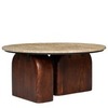 Журнальный столик Torhill, Ø80 см, бежевый травертин, орех