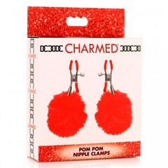 Зажимы для сосков Charmed Pom Pom Nipple Clamp, красный, 11.4 см
