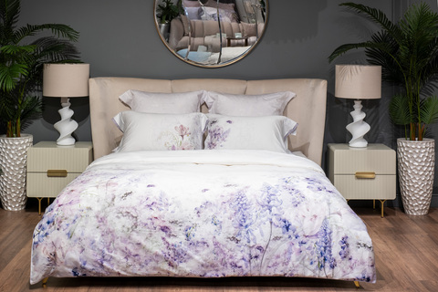 Постельное белье 1.5 спальное Garda Decor Фиори сиренево-белое
