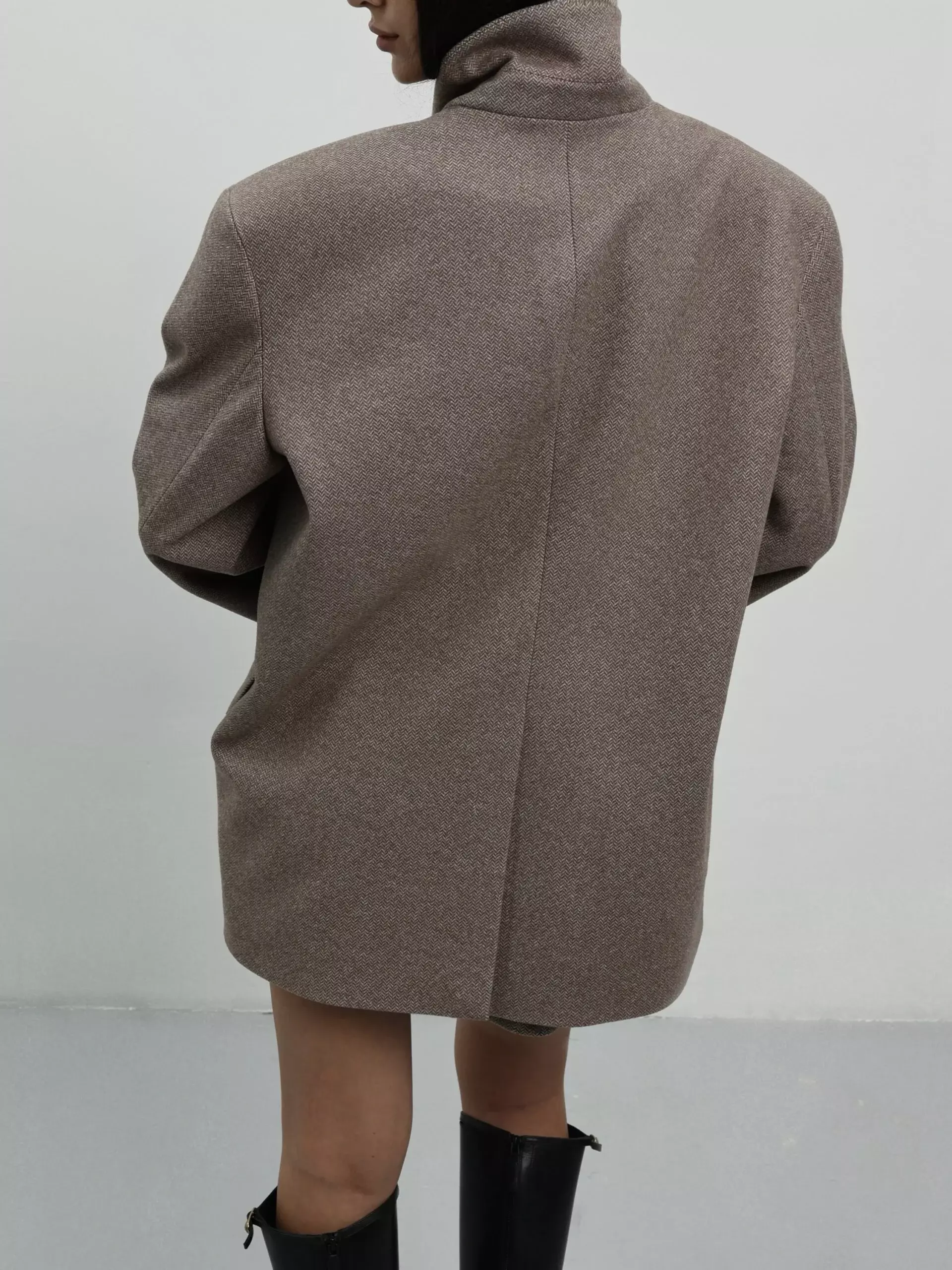 Пиджак оверсайз с объемными плечами, Коричневый