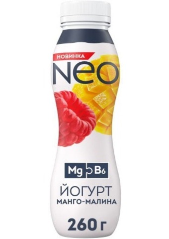 Йогурт питьевой NEO Манго-Малина 1,8% 260гр