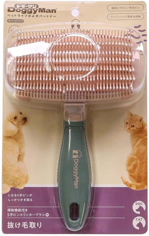 Сликер с S-образной формой каучуковых зубчиков и технологией выдвижной платформы для кошек и собак, размер М