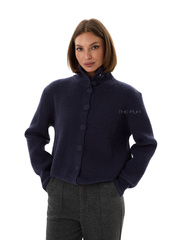 Синий кардиган в рубчик на пуговицах