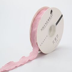 Лента полиэстер жатая с волнистым краем (2,5 см*9,14м), Нежно-розовый