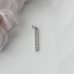 Подвеска Палочка с фианитами 19*2 мм, родий, П476