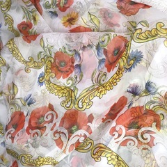 шифон шелковый с маками