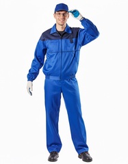 Костюм темный синий с васильковым п\к