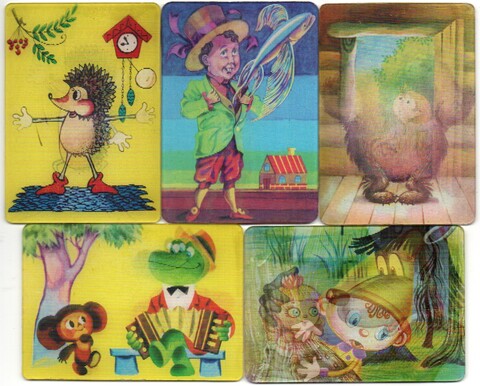 № 82 Набор из 5 переливных (стерео) Календариков . Мультфильмы СССР 1984 год.