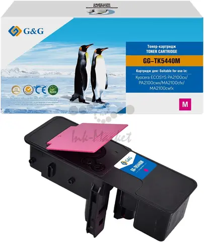 Тонер-картридж G&G, аналог Kyocera TK-5440M пурпурный для Kyocera PA2100cx, PA2100cwx, MA2100cfx, MA2100cwfx 2.4k с чипом