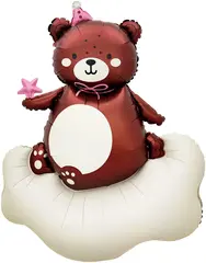 Фигура гелиевая Мишка на облачке розовый колпачок