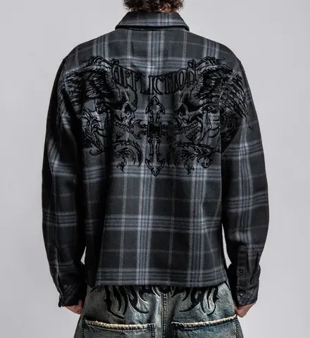 Affliction | Рубашка фланелевая мужская Winged Up Flannel Shirt 110WV967 сзади