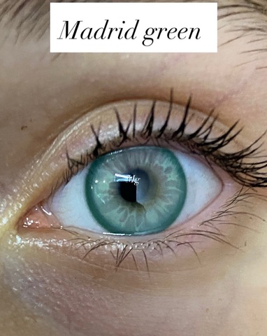 Цветные линзы зеленый лайм Marquise Madrid green / Цветные светло зеленые линзы для темных и светлых глаз / 12 мес/ 2 линзы