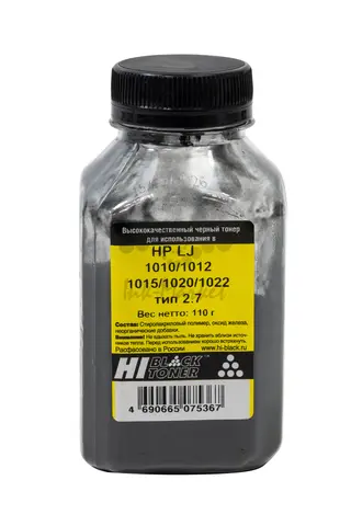 Тонер Hi-Black для HP LJ 1010, 1012, 1015, 1020, 1022, Тип 2.7, Bk, 110 г, банка