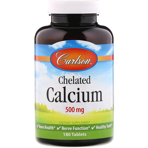 Carlson Labs, Хелатный кальций, 500 мг, 180 таблеток