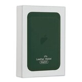 Кожаный чехол для пластиковых карт магнитный MagSafe с анимацией и NFC / Картхолдер - кошелек для iPhone 13, 13 Pro, 13 Mini, 13 Pro Max Leather Wallet (Темно-зеленый / sequoia green / Зеленая секвойя)