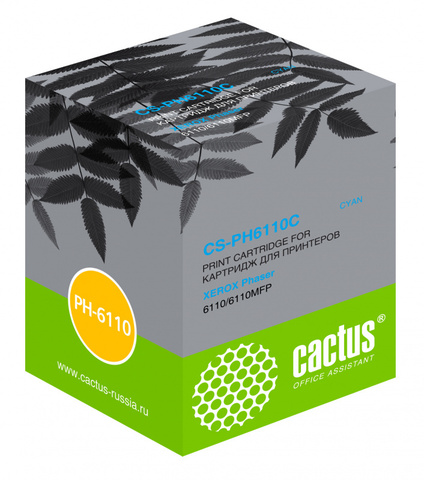 Картридж лазерный Cactus CS-PH6110C 106R01206 голубой (1000стр.) для Xerox Phaser 6110