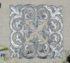 Термоаппликация орнамент, р. 27см х 27см, серебро