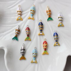 Подвеска Рыбка с эмалью 22*9 мм, родий, П1075