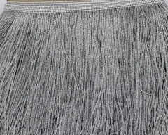 Тесьма текстиль бахрома люрекс, ш. 15 см, серебро