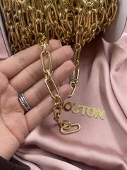 Цепь золотистая овальная чередующиеся звенья