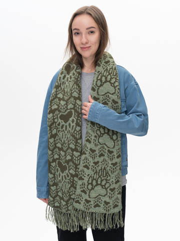 Шарф «Медвежий След» цвета хаки (С бахромой)