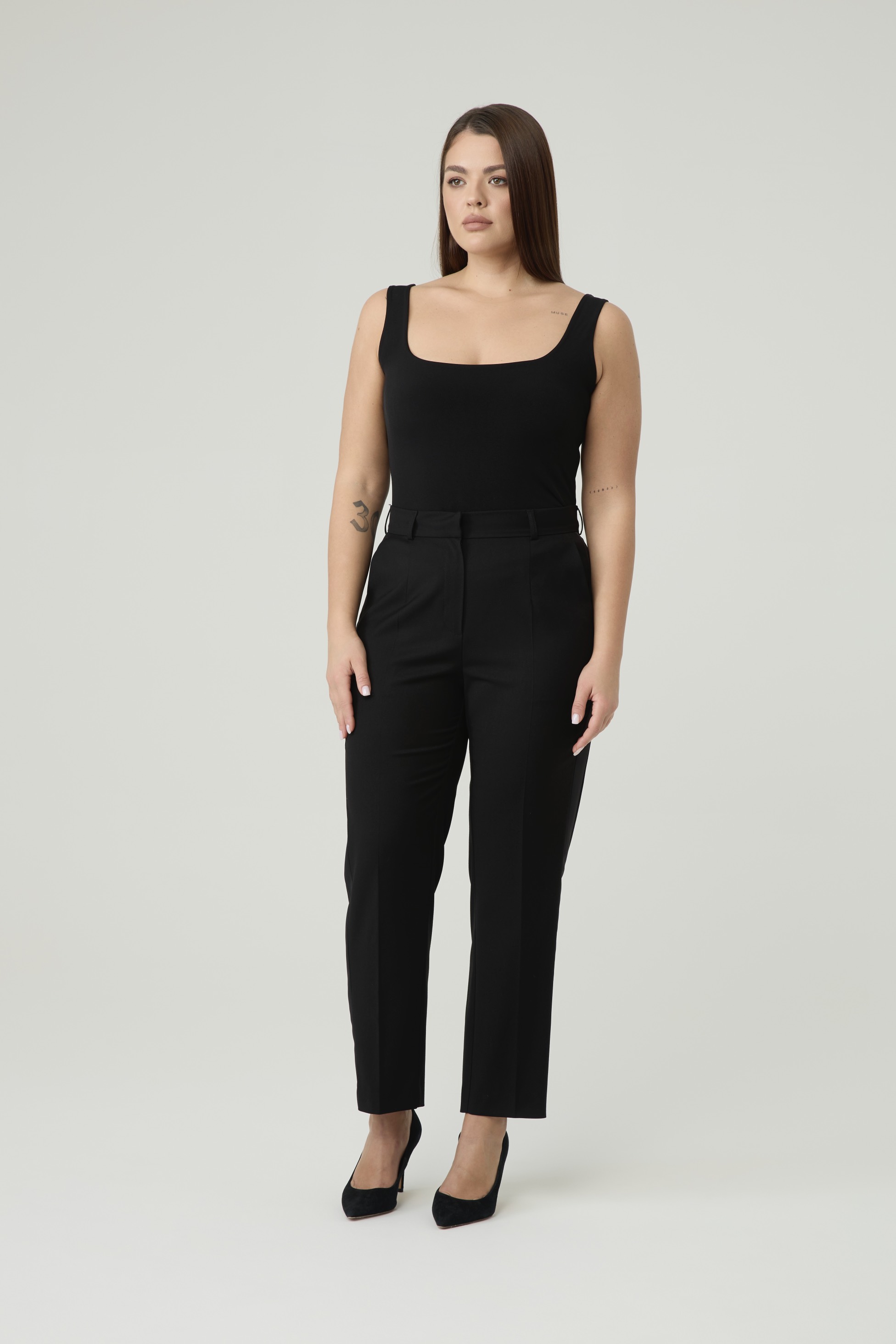 Брюки классические с лампасами, черный