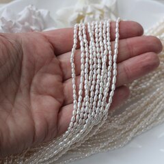 Жемчуг натуральный речной, рис, 3,9-4,5 мм, 1 нить, Ж016