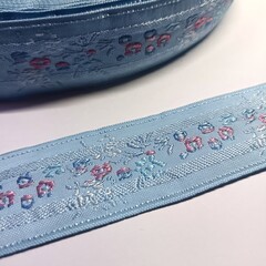 Тесьма жаккард, ш. 3,5 см, голубой