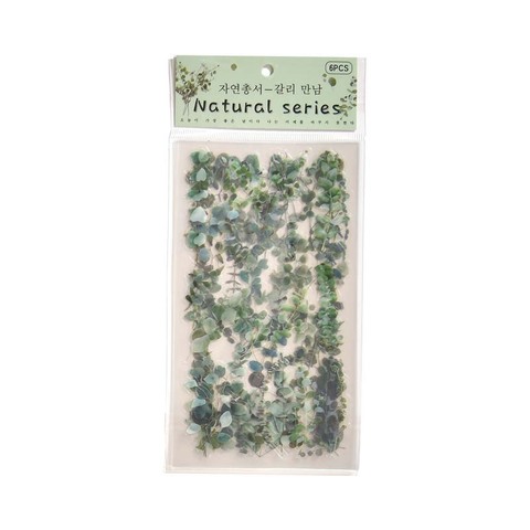 Наклейка, Цветы, Зелень, 6 листов