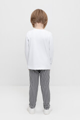 брюки  для девочки  КР 400622/серая клетка на белом к519