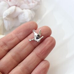 Подвеска Птица голубь с фианитом 15*16 мм, родий, П330