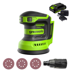 Эксцентриковая шлифмашина Greenworks OS325K2 24V аккумуляторная, с АКБ 2 А/ч и ЗУ