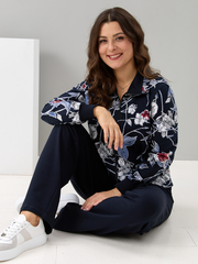 Костюм с брюками КБ-184/синий-плетистаяроза