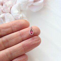 Подвеска Маркиз с малиновым фианитом, 14*5 мм, родий, П400