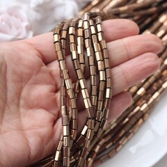 Гематит синтетический, прямоугольные бусины, 6*4 мм, шоколад, 1 нить, ГМ090