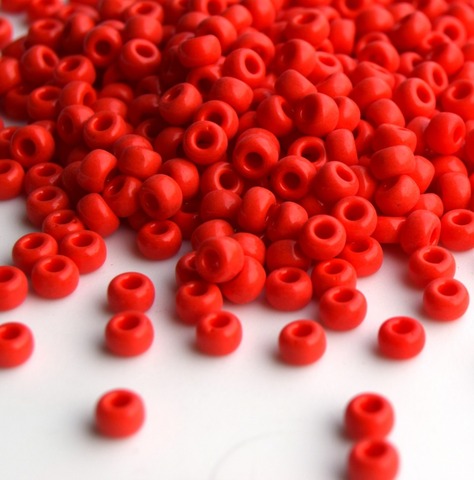RR-0407 Бисер круглый Миюки 11/0 Алый красный непрозрачный /Miyuki round 11/0 Opaque vermilion red