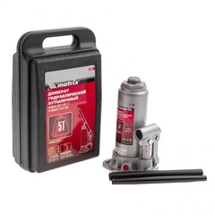 Домкрат гидравлический бутылочный, 5 т, высота подъема 216-413 мм, в пластиковый кейсе Matrix