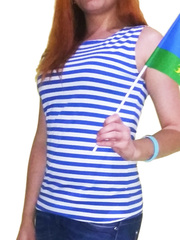 Купить майку-тельняшку ВДВ - Магазин тельняшек.ру 8-800-700-93-18Женская майка-тельняшка (голубая полоса) в Магазине тельняшек