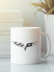 Кружка с эмблемой Шевроле, Корвет (Chevrolet, Corvette) белая 0012