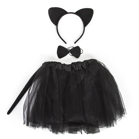 Набор (ободок, юбочка, бантик, хвостик) Кошечка, Черный