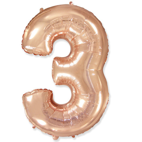 Цифра "3" розовое-золото